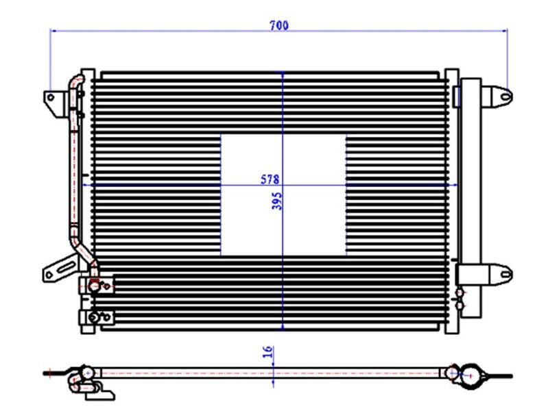 KLİMA KONDENSERİ JETTA 10 > 582x378x16