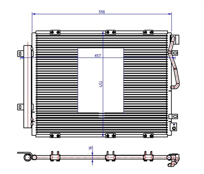 KLİMA KONDENSERİ KIA SORENTO 2.5 CRDI 06 > 565X435X16 OTO.-MEK.
