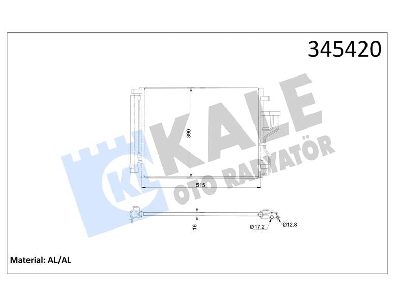 KLİMA KONDENSERİ KIA SPORTAGE-İX35 10 > 538X383X13 OTO.-MEK. AL/AL