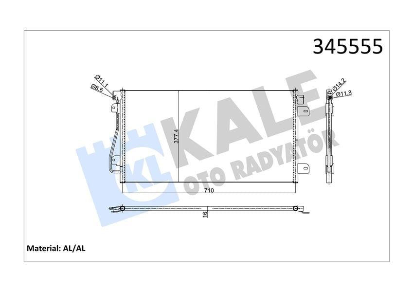KLİMA KONDENSERİ MASTER-MOVANO 00 > 690x376x16 AL/AL
