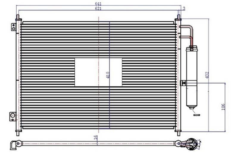 KLİMA KONDENSERİ NISSAN X-TRAİL DİZEL-BENZİN 07 > 642X388X16 OTO.-MEK.