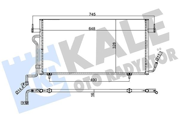 KLİMA KONDENSERİ PARTNER 96>BERLINGO 96> XSARA 97-00 1.8D-1.9D AL/AL 648x328x16