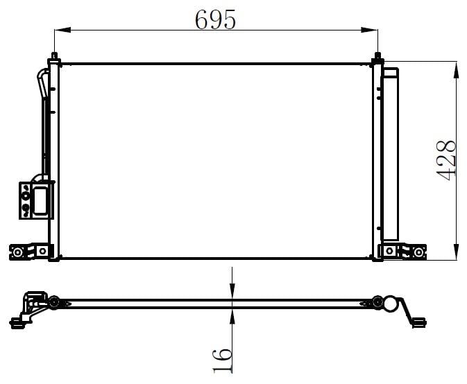 KLİMA KONDENSERİ SANTA FE 2.0İ-2.2CRDI-2.7İ 06 > 715X425X16 OTO.-MEK.