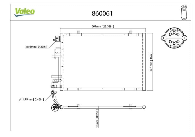 KLIMA RADYATORU KONDANSER FIESTA VI EURO 5 1.4TDCI 08 >14 GENİŞLİK: 381MM. UZUNLUK: 567MM
