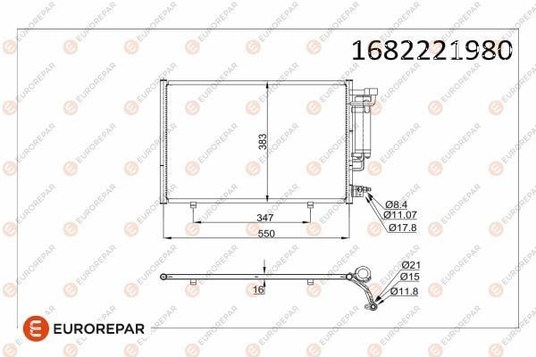 KLIMA RADYATORU KONDANSER FIESTA VI EURO 5 1.4TDCI 08 >14 GENİŞLİK: 383MM. UZUNLUK: 530MM
