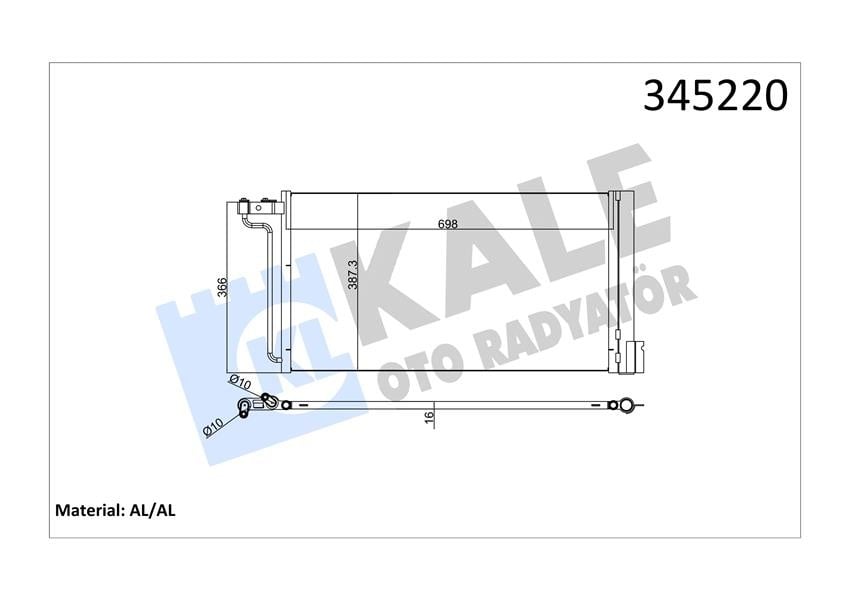 KLIMA RADYATORU KONDANSER FOCUS III 1.6TI 16V 11>C MAX GRAND C MAX 1.6TI 16V 1>BENZINLI UZUNLUK : 698MM. GENİŞLİK: 387MM