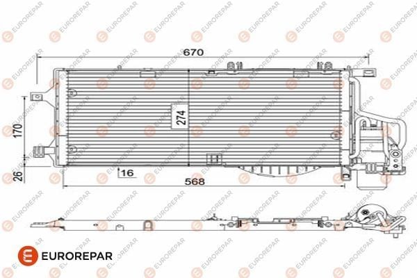 KLİMA RADYATÖRÜ KONDENSERİ KURUTUCU İLE COMBO-CORSA C 1.3CDTI-1.7CDTI 03> 548x261x16