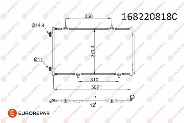 KLİMA RADYATÖRÜ KONDENSERİ P301-CITROEN C-ELYSEE 1.2 VTi-1.6 VTi-1.6 HDİ 11/12 > 587X367X16
