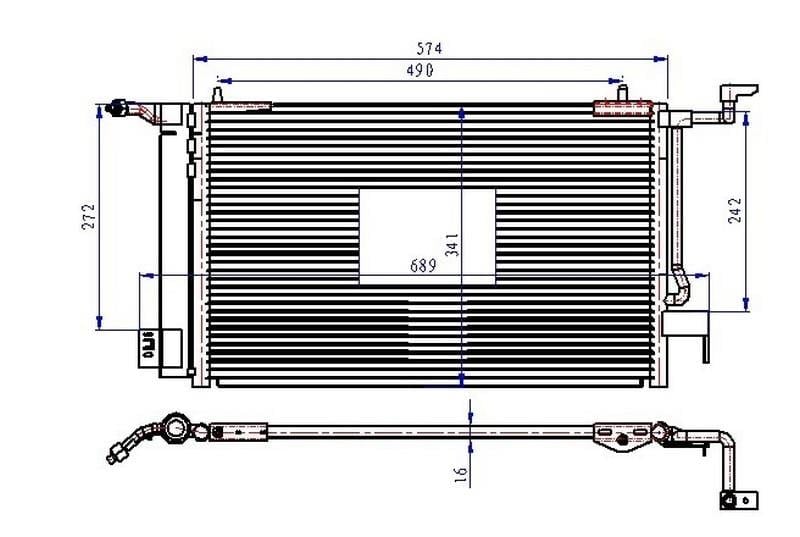 KLİMA RADYATÖRÜ KONDENSERİ P306 II 97-01 BERLINGO 97> PARTNER 97> XSARA 97-00 1.4-1.6-1.8 568 x341x16
