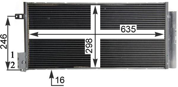 KLIMA RADYATORU OPEL CORSA D-COMBO 06> FIAT GRANDE PUNTO-BRAVO II-LINEA 1.3-1.7 CDTI-MTJ 1.6T 625x295x16