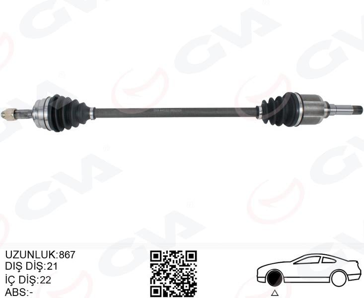KOMPLE AKS SAĞ PEUGEOT P208 12>19 CITROEN C3 16> 1.0-1.2-1.4-1.6 VTI 1.4 HDI-1.6 BlueHDI 21x22x867