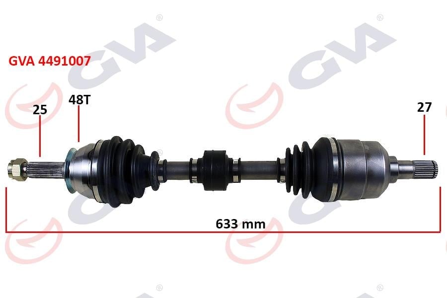 KOMPLE AKS SOL HYUNDAI ACCENT ERA 1.5L D4FA CRDi 06-10 ABS li 25x27 - ABS 48 diş komple boy 633mm