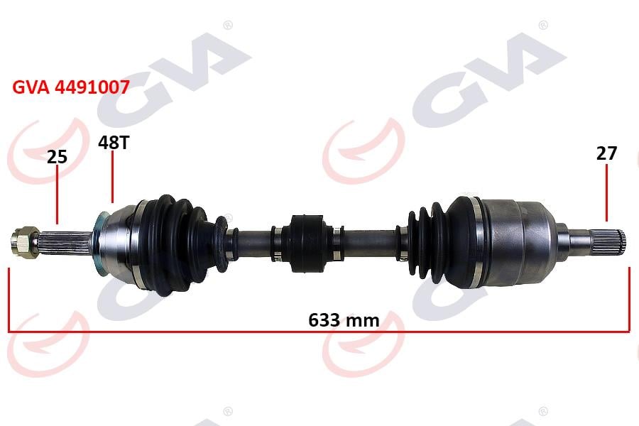 KOMPLE AKS SOL HYUNDAI ACCENT ERA 1.5L D4FA CRDi 06-10 ABS li 25x27 - ABS 48 diş komple boy 633mm