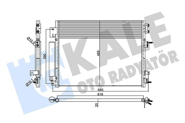 KONDENSER CHRYSLER 300C 3.6-DODGE CHARGER 3.6 5.7 6.4-LANCIA THEMA XL 3.6 3.6 4WD 11> KURUTUCU İLE BRAZING AL-AL 593X469X20 KLİMA RADYATÖRÜ