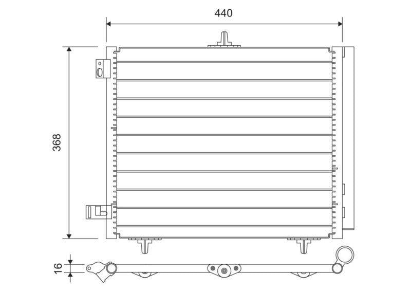 KONDENSER P207-P208-P1007-P2008 05 >-C2-C3-C3 II 03>DS 3 14> 1.4 1.6HDI KURUTUCU İLE AL/AL 420X371X1 6