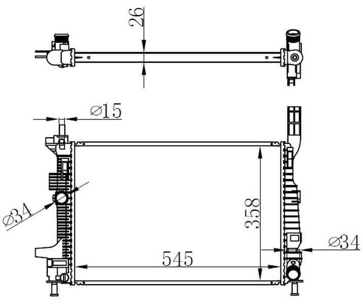MOTOR SU RADYATORU FOCUS III 1.5TDCI 1.6TDCI 95PS 115PS 12>YENI CONNECT 14> 1.5TDCI 1.6 TDCI OLCU 545 358 26