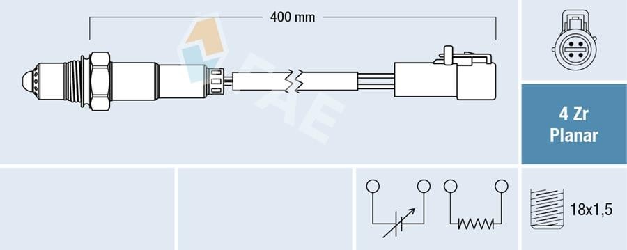 OKSIJEN SENSORU YESIL KISA FORD FIESTA 02>08 MAZDA 121 III JASM. JBSM : 96>03 2 DY : 03>06