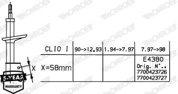 ÖN AMORTİSÖR L/R RENAULT CLIO 1.2 1.4 1.8 1.9D 19917 >1998 GAZLI