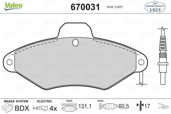 ÖN BALATA CITROEN XANTIA 1.6 1.8 16V 1.9D 2.0 2.0HDİ 94-03 60.5x130.9x17
