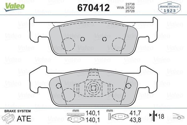 ÖN BALATA CLIO IV 1.2 1.5DCİ 12 > DACIA SANDERO II 1.2.1.2 LPG 2012 > LOGAN 12 > 140.2x18x42
