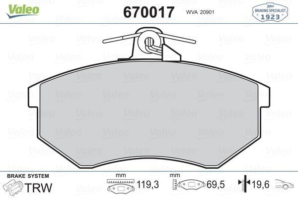 ÖN BALATA PASSAT 1.8 88-96 AUDI 80 A41.6 1.9TDİ 95-10 119.3x69.6x19.4 mm GDB854