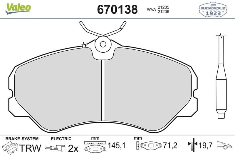 ÖN BALATA PEUGEOT J5 2.0-2.5 FIAT DUCATO 1.8-2.0 144.9x71.6x19.5