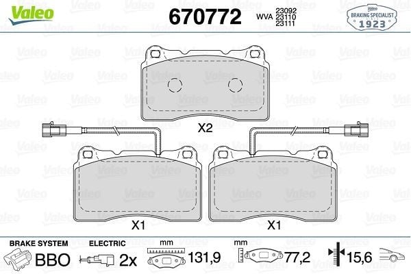 ÖN DİSK FREN BALATASI ALFA ROMEO 147 3.2 07/02-12/07 ALFA ROMEO 159 1.8/2.2/3.2/1.9D/2.4D 09/05-11