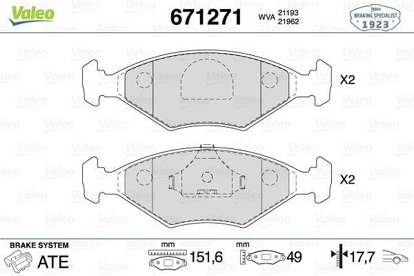 ÖN DİSK FREN BALATASI FIAT ELBA CSL 1.4/1.6 06/92 - 08/97 FIAT FİORİNO 1.4/1.6/1.7D 01/88 - 05/01