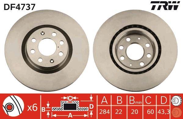ÖN FREN AYNASI CORSA D 07> CORSA E 14> ADAM 13> PUNTO EVO-GRANDE PUNTO 05> 284x22x6DLxHAVALI 15 İNÇ 55702646