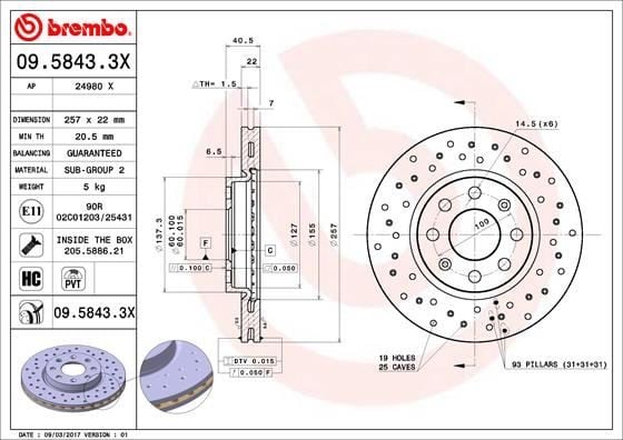 ÖN FREN AYNASI CORSA D 07> CORSA E 14> ADAM 13> PUNTO EVO-GRANDE PUNTO 05> 257x22x4DL HAVALI 14İNÇ 55700921