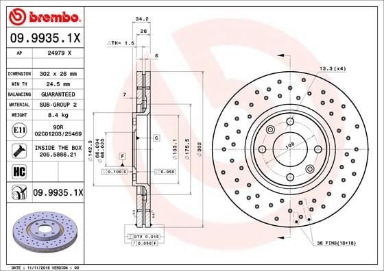 ÖN FREN AYNASI CORSA F e 19> MOKKA e 20> 208-e 19> 2008 19> 307 02> 3008 09>C4-e 20> DS3 18> DELİKLİ 302x34x4DL HAVALI