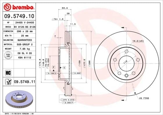 ÖN FREN AYNASI OMEGA A-B 2.6-3.0 24V 90/7.03 SENATOR 90/93 296x28x5DLxHAVALI