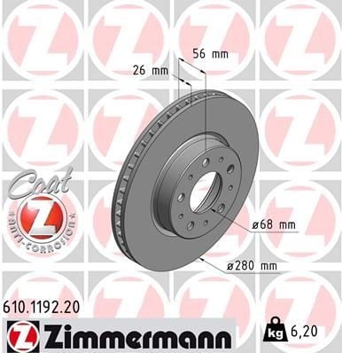 ÖN FREN AYNASI VOLVO 740 2.0-2.3 87-92 2.0T 90-91 280x26x24xHAVALI 986478298-DF1697
