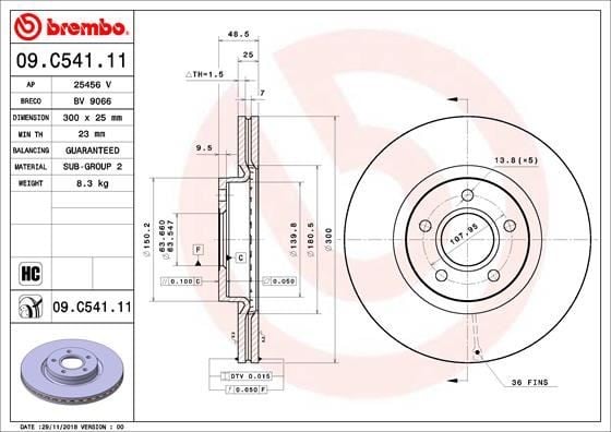 ON FREN DISK AYNASI FOCUS II-III 04>17 C MAX 03>07> KUGA I-II 08> CONNECT 14>VOLVO C30 C70 II S40 II V50 04>12 OLCU 300 25 UV COATED
