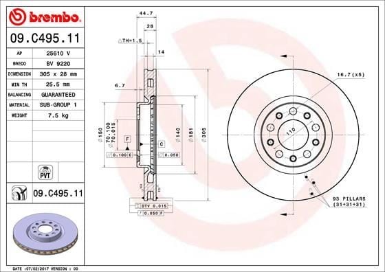 ON FREN DISKI ALFA ROMEO GIULIA 15>22 2.0 2.2D