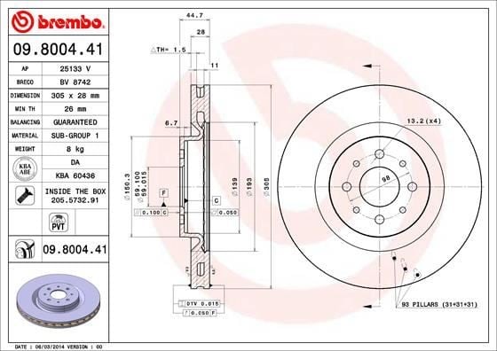 ON FREN DISKI ALFA ROMEO MITO 08 > 1.3 MTJ 1.4 TB 1.6 JTD