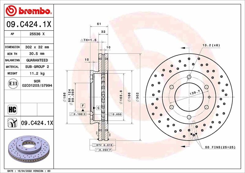 ON FREN DISKI FORD RANGER TKE 2.2-3.2 11> MAZDA BT 50 2.2TDCI 12 />