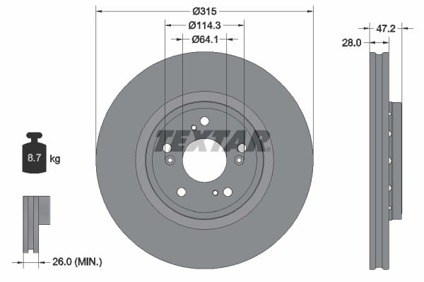 ÖN FREN DİSKİ HAVA KANALLI - KAPLAMALI HONDA CR-V 1.6L N16A2 İ-DTEC dizel otomatik vites 4x4 RE6 kasa 13-> 315 çap x 5 bijon - Adet disk fiyatıdır