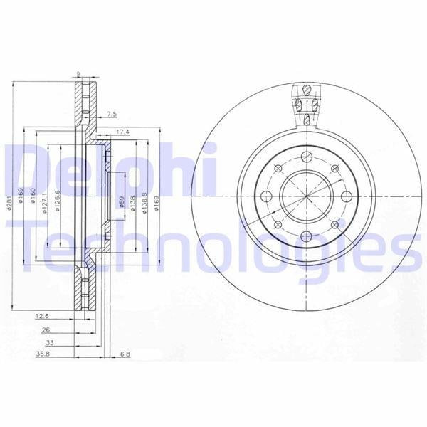 ON FREN DİSKİ HAVALI FIAT BRAVO II 07>STILO 01>08 DELTA III 08> ALFA ROMEO 145-146 281x43.5x26