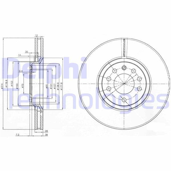 ÖN FREN DİSKİ OPEL VECTRA C 2.8-3.0 03>08 314x45x7 HAVALI