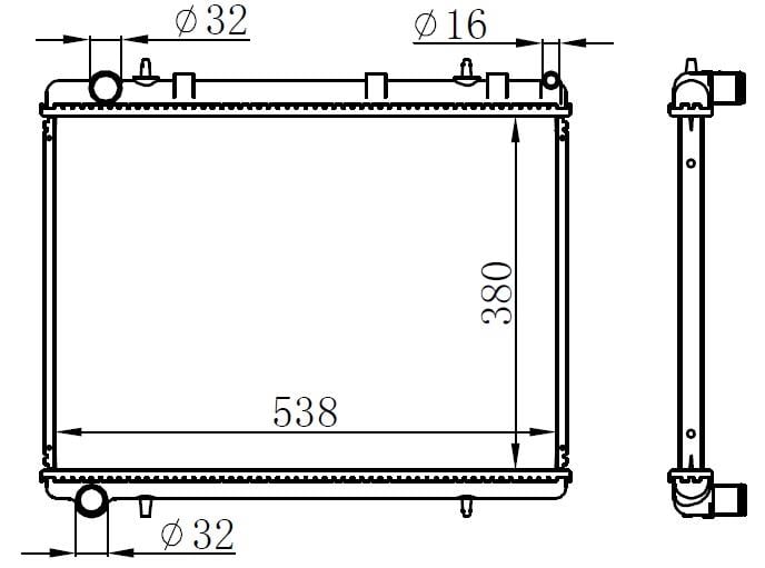 RADYATÖR 307 04>C4 04> 1.6HDI-2.0 16V MEK OTOM AC KLİMASIZ 538x380x26