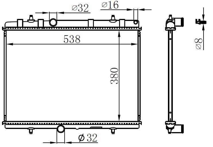 RADYATÖR 307-407-C4-C5-BERLINGO-PARTNER1.6-1.8-2.0 HDİ AC KLİMASIZ MEK 380x552x26