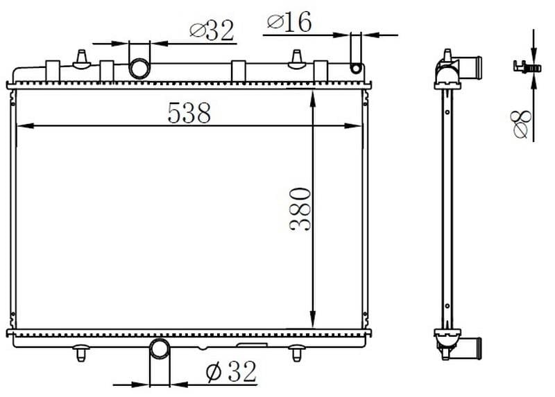 RADYATÖR 307-407-C4-C5-BERLINGO-PARTNER1.6-1.8-2.0 HDİ AC KLİMASIZ MEK 380x552x26