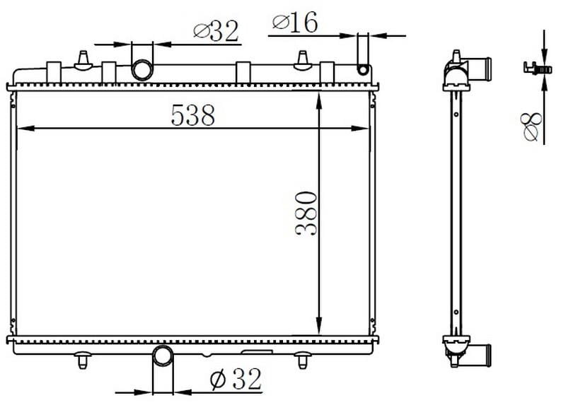 RADYATÖR 307-407-C4-C5-BERLINGO-PARTNER1.6-1.8-2.0 HDİ AC KLİMASIZ MEK 380x552x26