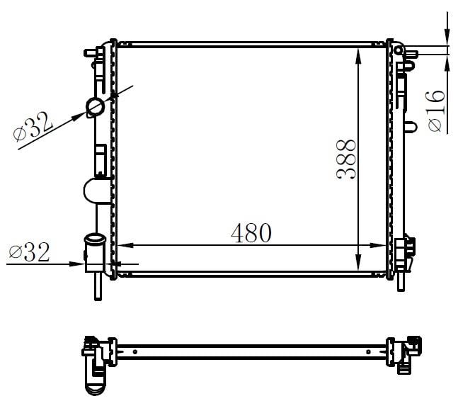 RADYATÖR BRANZİNG CLIO II-KNG 97> 1.2 D7F MEK AC 480x388x22