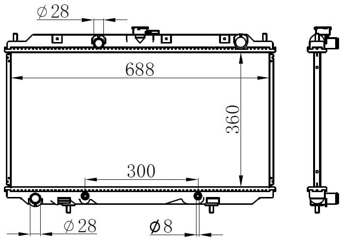 RADYATÖR BRAZİNG ALMERA 00> 1.5-PRIMERA P12 02> AC KLİMASIZ OTOM 360x698x169