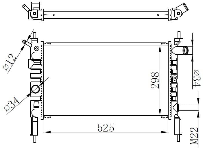 RADYATÖR BRAZİNG ASTRA F 1.4I-1.6I KLİMASIZ MEK 525x298x22