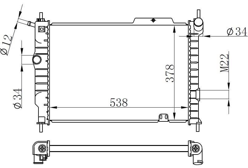 RADYATÖR BRAZİNG ASTRA F 92-98 1.7D KLİMASIZ MEK 538x368x26