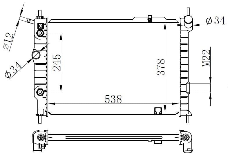 RADYATÖR BRAZİNG ASTRA F 93-98 1.4I-1.6I-2.0I KLİMASIZ MEK OTOM 538x368x26