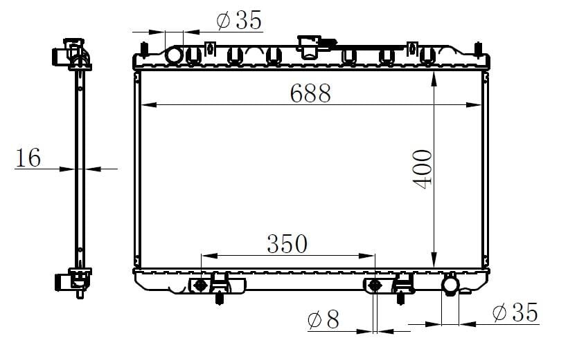 RADYATOR BRAZİNG AT 400X688X16 MAXİMA A33 2000-2004